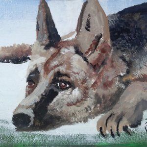 12 X 16 GERMAN SHEPARD ORIGINAL PAINTING